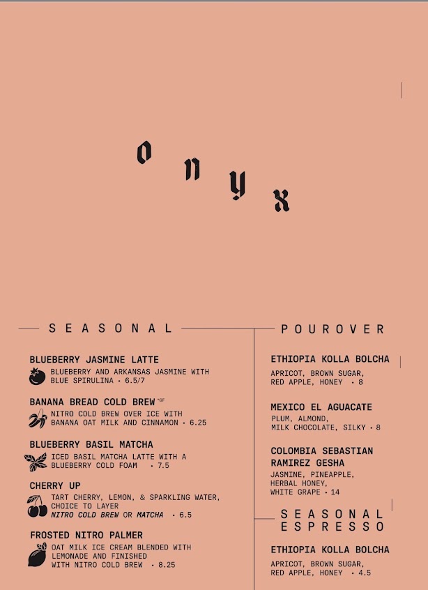 Menu Onyx Coffee Lab Rogers Hq - 1