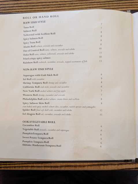 Menu Ooka Sushi Hibachi Steak House - 0