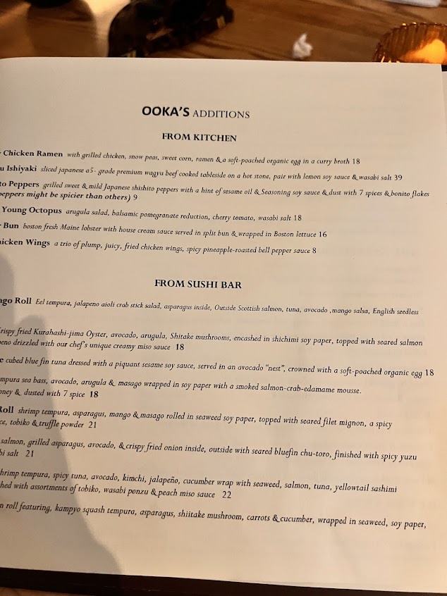 Menu Ooka Sushi Hibachi Steak House - 2