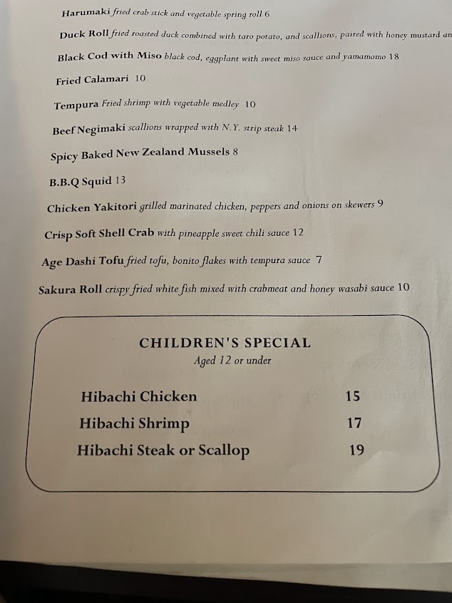 Menu Ooka Sushi Hibachi Steak House - 3