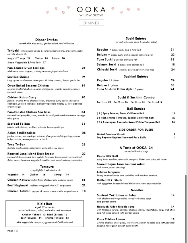 Menu Ooka Sushi Hibachi Steak House - 9