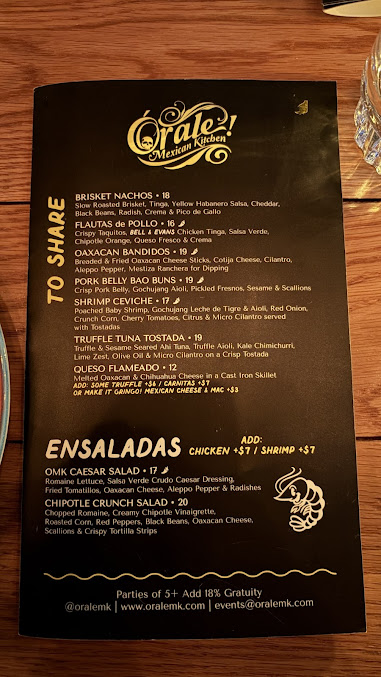 Menu Orale Mexican Kitchen - Restaurants Jersey City - 1