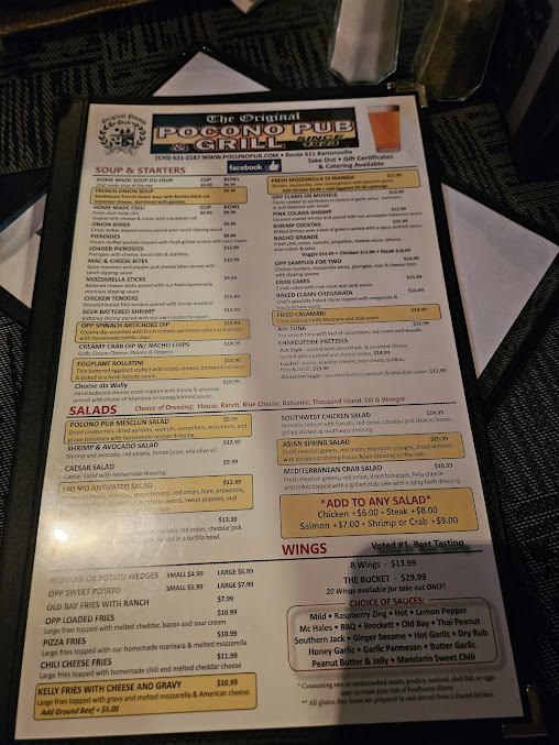 Menu Original Pocono Pub And Grill - 3