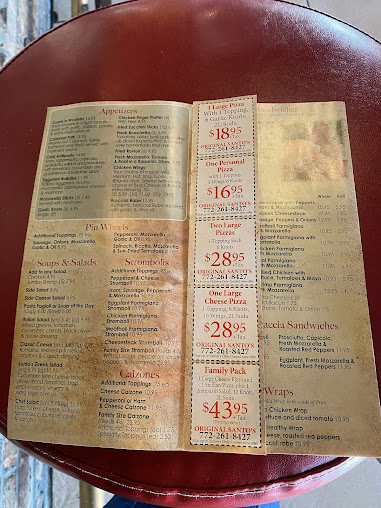 Menu Original Santos Wood Fired Pizza Restaurant - 5