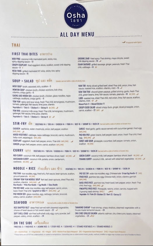 Menu Osha Thai Kitchen And Sushi - 6