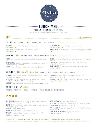 Menu Osha Thai Kitchen And Sushi - 7