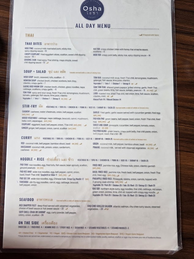 Menu Osha Thai Kitchen And Sushi - 9