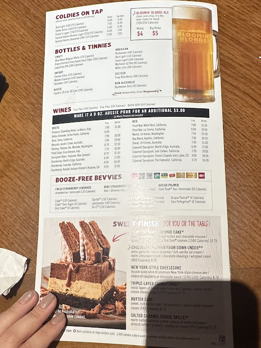 Menu Outback Steakhouse - 0