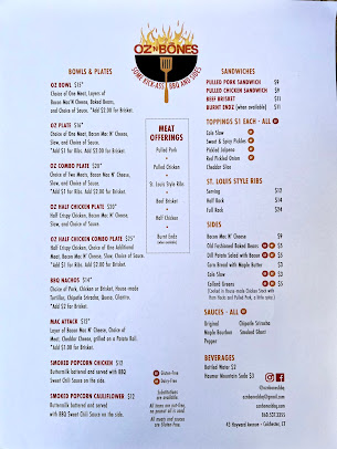 Menu Oz N Bones Bbq - 2