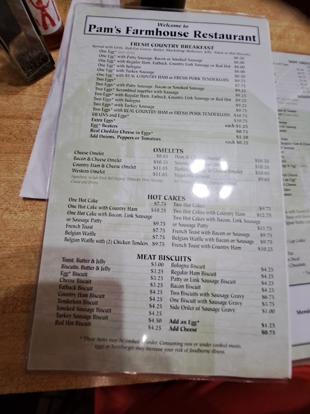 Menu Pam's Farmhouse Restaurant - 9