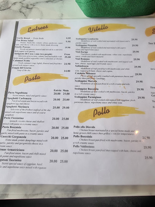 Menu Pan Roma Restaurant - 1