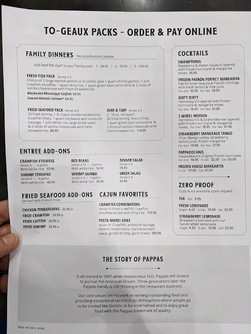 Menu Pappadeaux Seafood Kitchen - 2