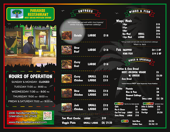 Menu Paradise West Indian American - 0