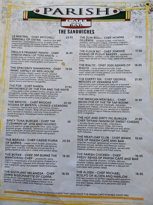 Menu Parish Cafe & Bar - 7
