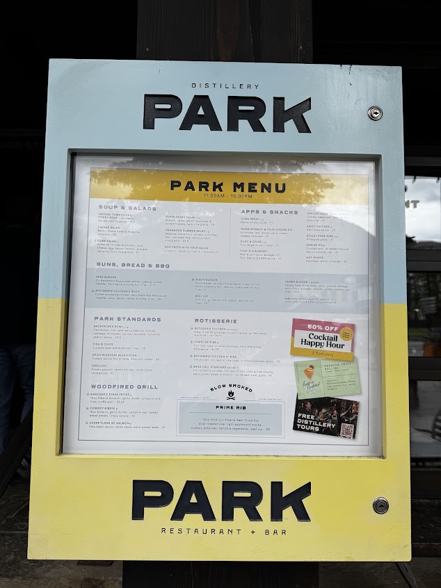 Menu Park Distillery Restaurant Bar - 7