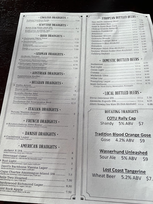 Menu Park Lane Tavern Of Rva Short Pump - 2