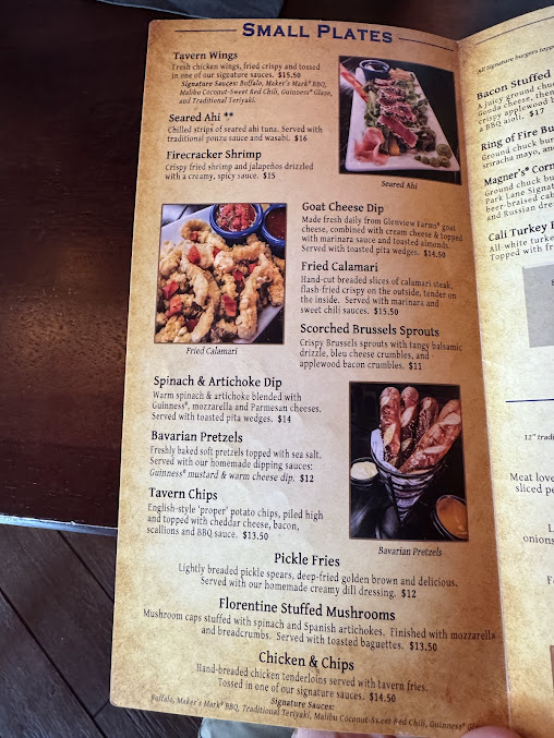 Menu Park Lane Tavern Of Rva Short Pump - 4