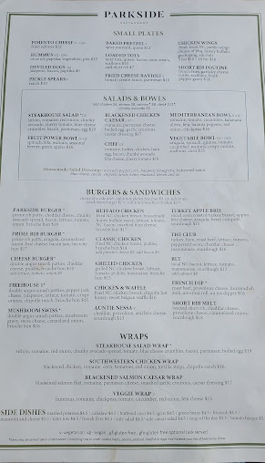 Menu Parkside Restaurant - 1