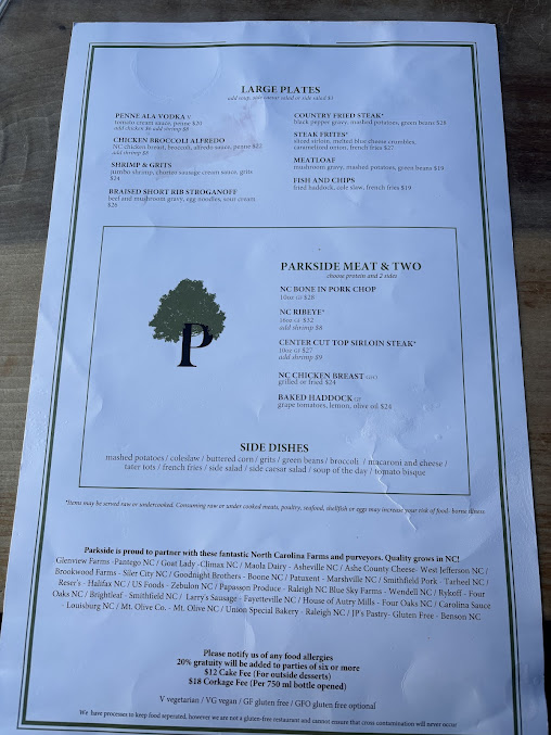Menu Parkside Restaurant - 6