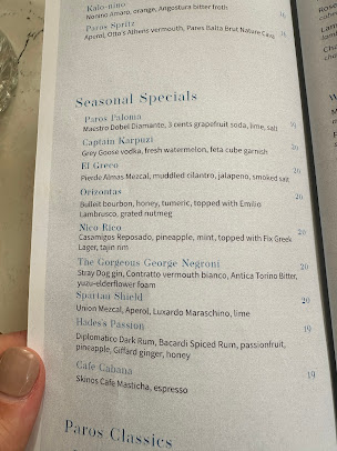 Menu Paros Tribeca - 2