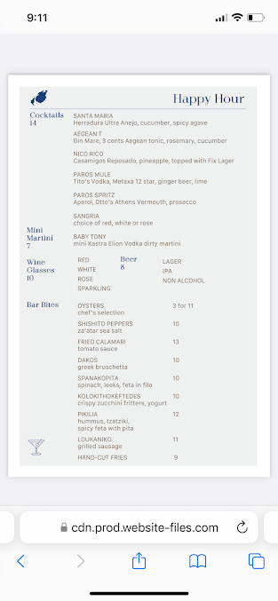 Menu Paros Tribeca - 4