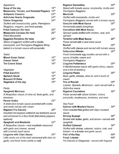 Menu Patsy's Italian Restaurant - 0