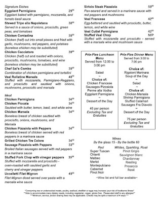 Menu Patsy's Italian Restaurant - 1