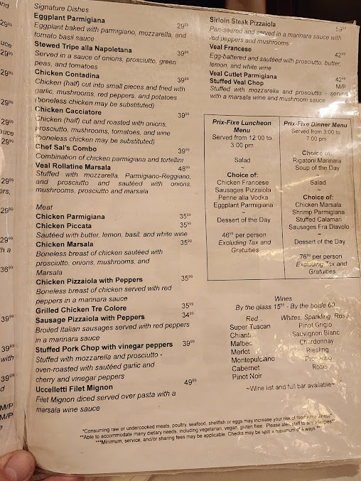 Menu Patsy's Italian Restaurant - 2