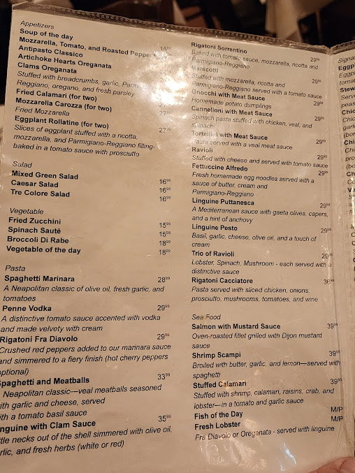 Menu Patsy's Italian Restaurant - 3
