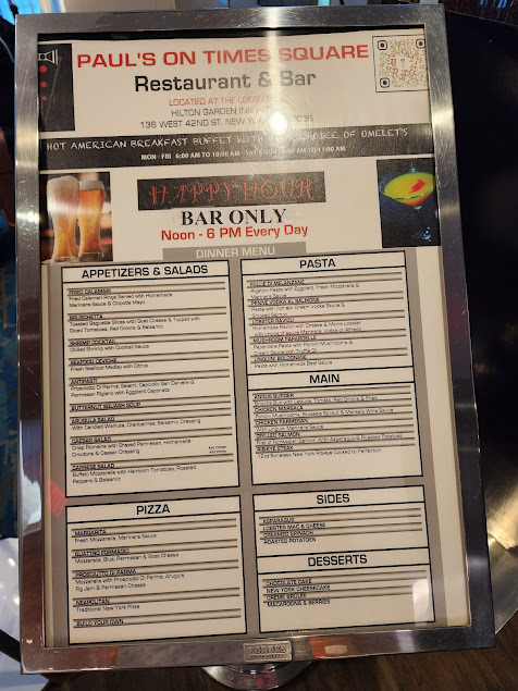 Menu Pauls On Times Square - 0
