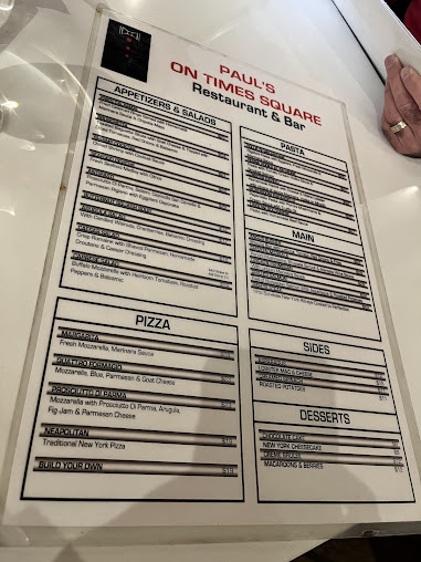 Menu Pauls On Times Square - 1