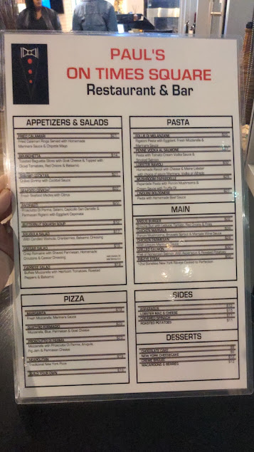 Menu Pauls On Times Square - 2