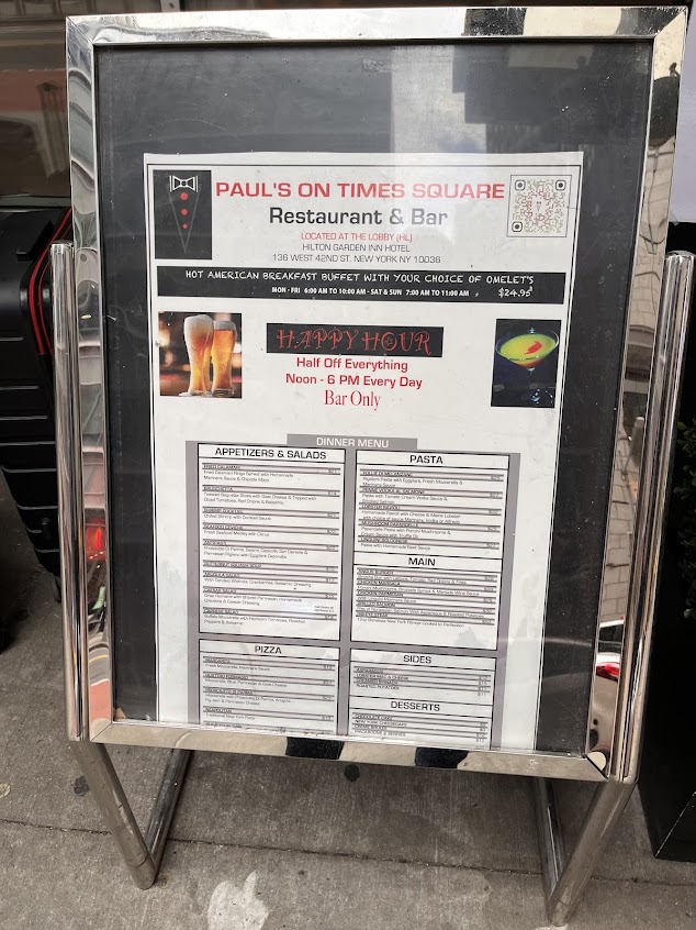 Menu Pauls On Times Square - 3