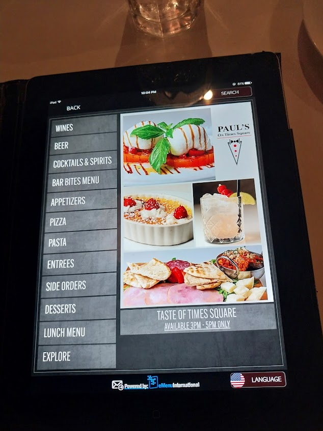 Menu Pauls On Times Square - 7
