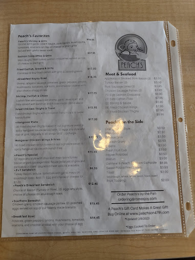 Menu Peach's Restaurant - 2
