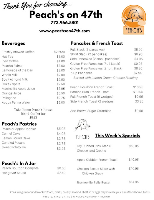 Menu Peach's Restaurant - 3