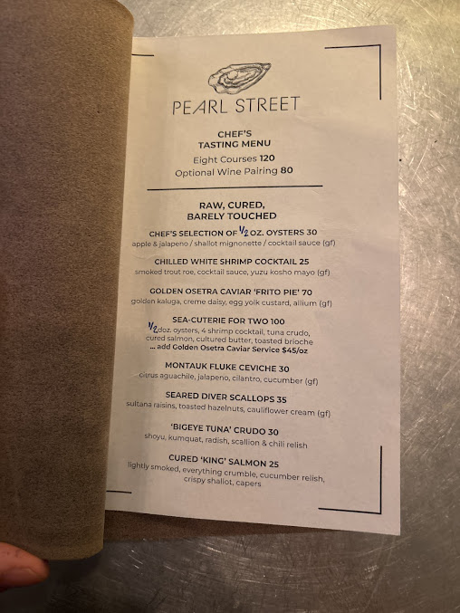 Menu Pearl Street Restaurant - 0