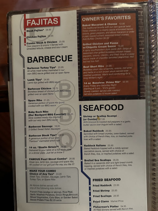 Menu Pearl Street Station Restaurant - 1
