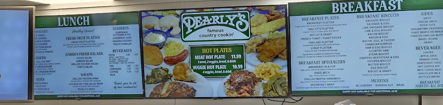 Menu Pearlys Famous Country Cooking - 1