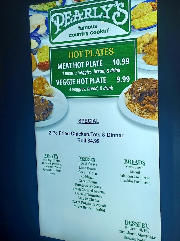 Menu Pearlys Famous Country Cooking - 2