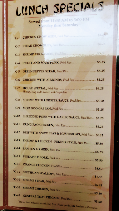 Menu Peking Chinese Restaurant Wytheville - 9