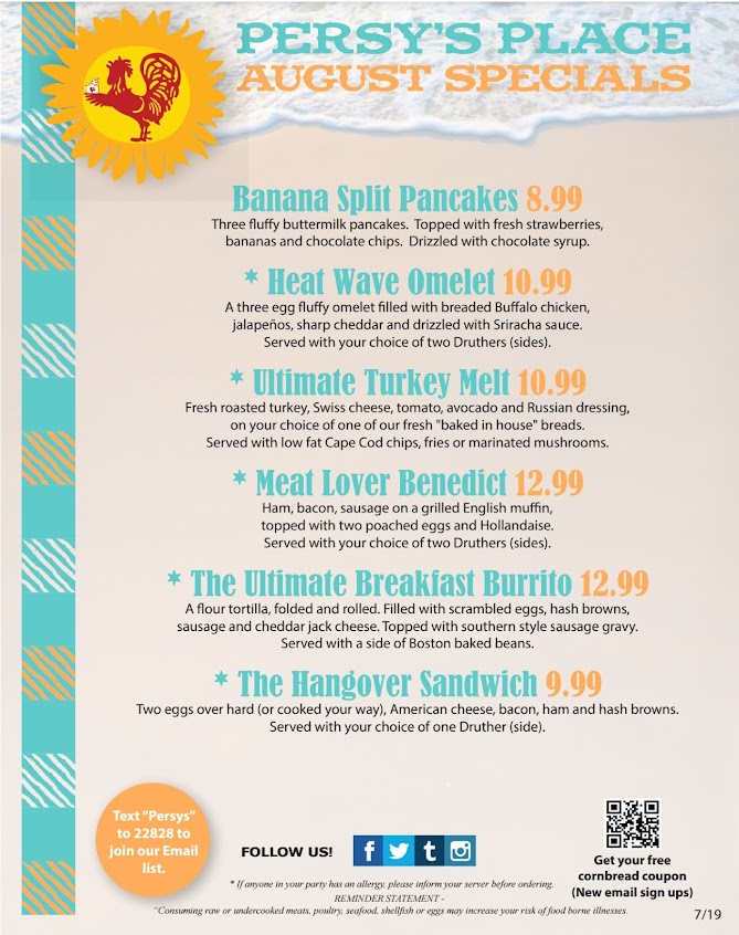 Menu Persys Place Middleboro Ma - 8