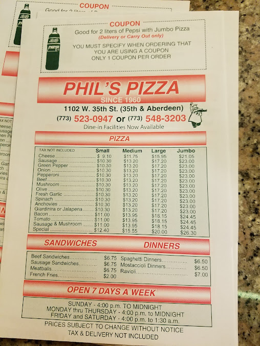 Menu Phil's Pizza - 5