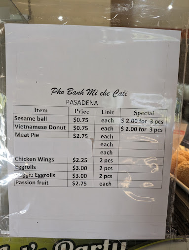 Menu Pho Banh Mi Che Cali - 5