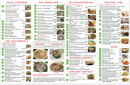 Menu Pho Delicious Vietnamese Restaurant Chicago Il - 5