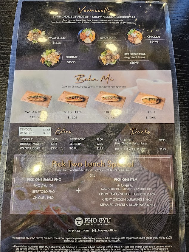 Menu Pho Gyu Vietnamese Noodle House - 0
