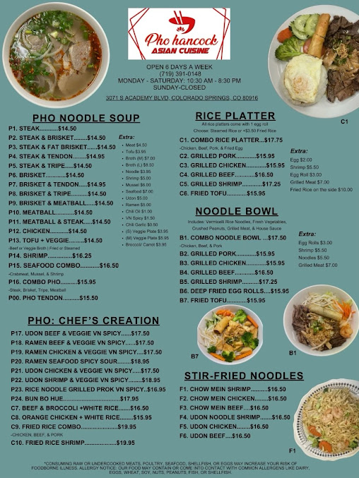 Menu Pho Hancock Asian Cuisine - 0