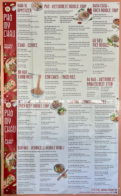 Menu Pho My Chau Restaurant - 0