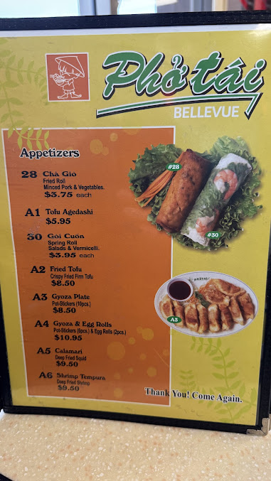 Menu Pho Tai Bellevue Vietnamese Restaurant - 0
