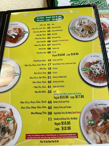 Menu Pho Tai Bellevue Vietnamese Restaurant - 6